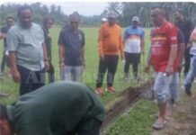 Ketua DPRD Padang Pariaman Letakkan Batu Pertama Pembangunan Lapangan Sepak Bola ABC