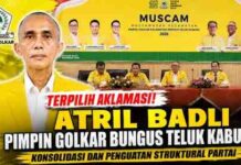 Atril Badli Terpilih Aklamasi Pimpin Golkar Bungus Teluk Kabung, Perkuat Konsolidasi Partai