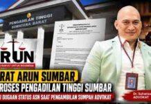 Pengadilan Tinggi Padang Proses Surat ARUN Terkait Dugaan Pengambilan Sumpah Advokat Dr. Suharizal