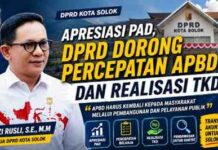 PAD Diapresiasi, Ketua DPRD Kota Solok Fauzi Rusli Dorong Percepatan Belanja dan Realisasi TKD
