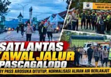 Pascagalodo, Satlantas Polres Solok Kawal Arus, Bypass Arosuka Ditutup untuk Normalisasi Aliran Air