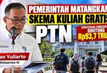 Pemerintah Matangkan Skema Kuliah Gratis PTN, Kebutuhan Anggaran Dihitung Rp93,7 Triliun