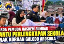 Garda Pemuda NasDem Sumbar Bantu Perlengkapan Sekolah Anak Korban Galodo Arosuka