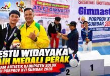 Restu Widayaka Raih Medali Perak Senam Artistik Kabupaten Solok di Porprov XVI