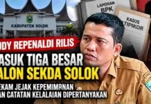Rudy Repenaldi Masuk Tiga Besar Calon Sekda Solok, Rekam Jejak Kepemimpinan Dipertanyakan