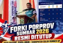 FORKI Porprov Sumatera Barat 2026 Resmi Ditutup, Kota Padang Juara Umum dan Kabupaten Solok Runner-up
